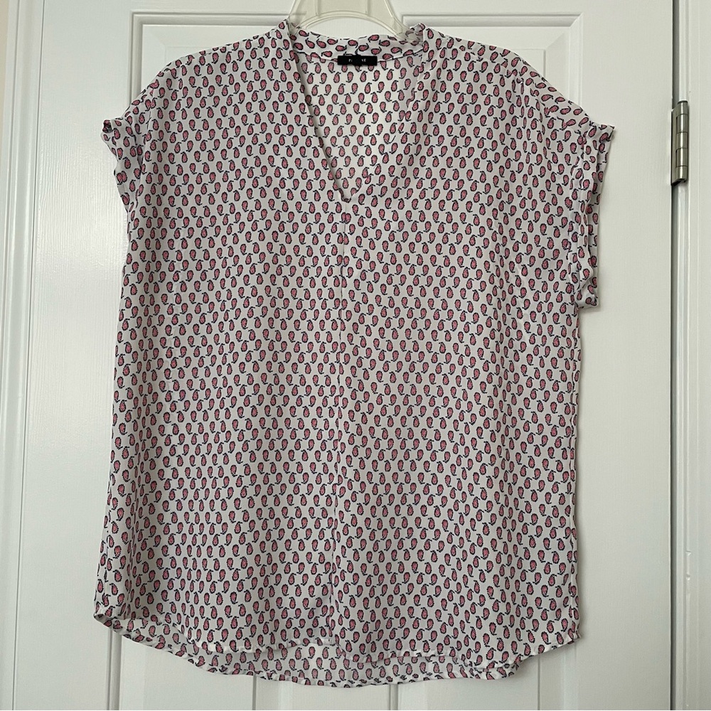 Pleione slip over red & white blouse XL